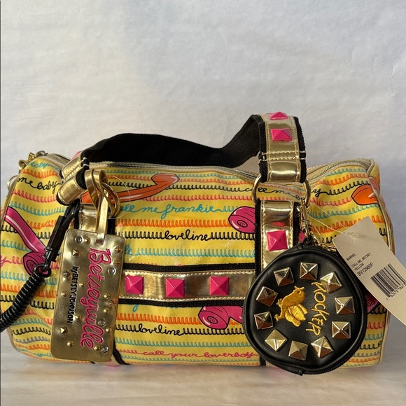 Betsey Johnson Colorful Barrel Satchel Duffle. CALL ME, BETSEY. Yellow - Picture 1 of 7